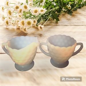 Vintage Milk Glass Sugar and Creamer Set